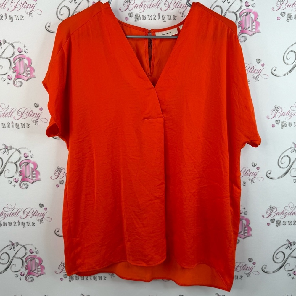 Inwear T-shirt bright orange open keyhole Elegant V-Neck Blouse rindel top